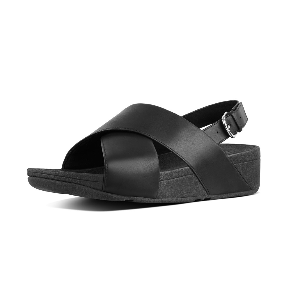 Fitflop Womens Sandals - Lulu Leather Back-strap - Black - 074-NSZJKV